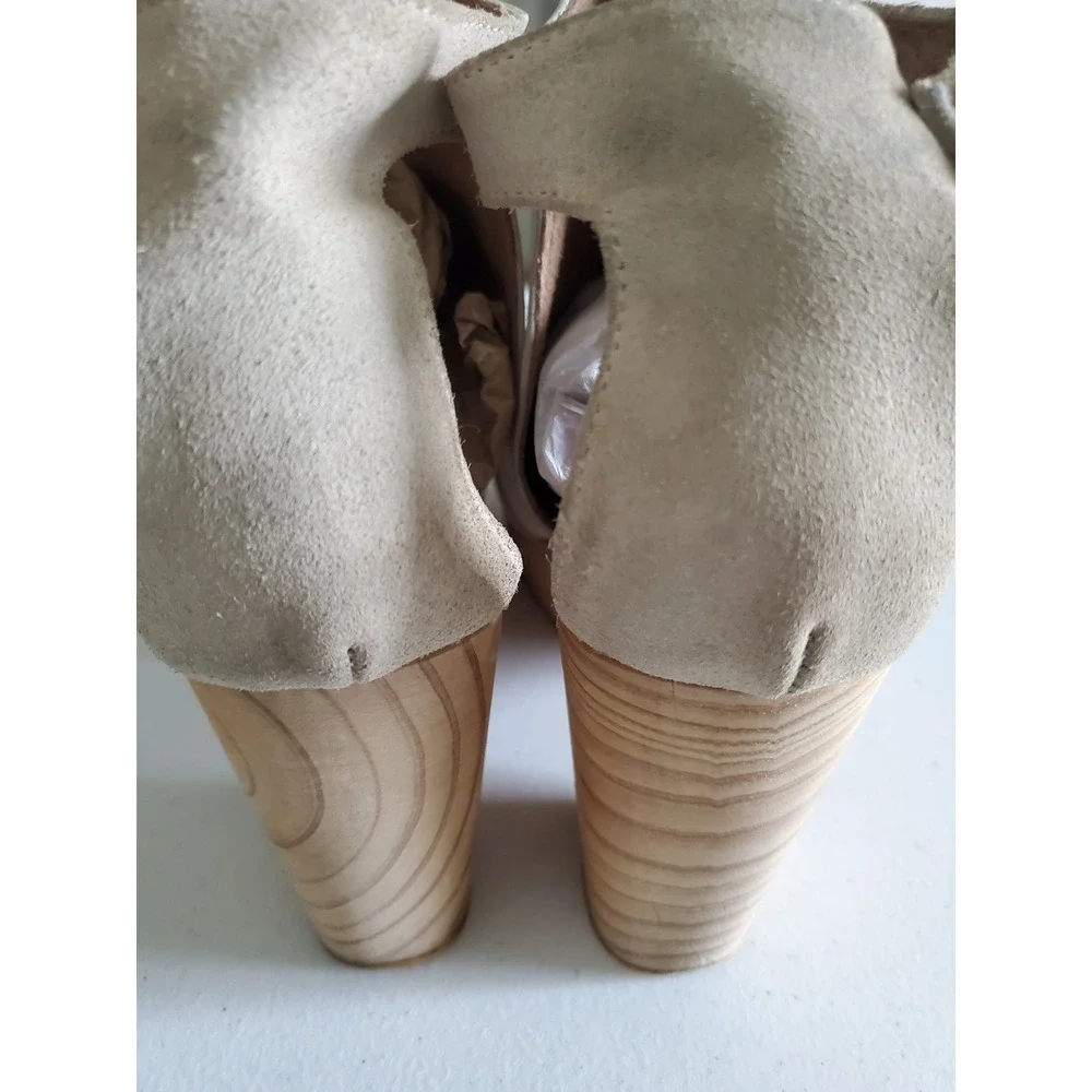 Free People Amber Orchard Clogs Boots‎ White Leather Wood Platform Heel Size 40